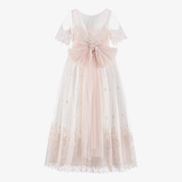 Amaya-Girls Lace Ivory & Pink Gown | Childrensalon Outlet