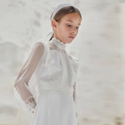 Amaya-Girls Off-White Tulle Top | Childrensalon Outlet