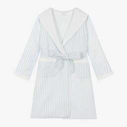 اميكي تشلدرن-روب قطن وكتان مقلم لون أزرق وأبيض للأولاد | Childrensalon Outlet