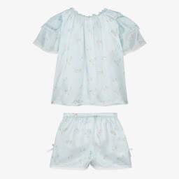 AMIKI Children-Очаровательная шелковая пижама с цветочным узором синего цвета | Childrensalon Outlet