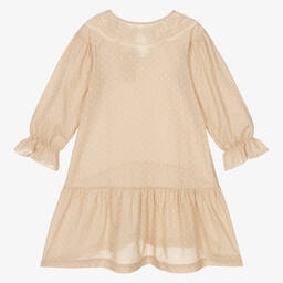 AMIKI Children-Girls Beige Cotton Nightdress | Childrensalon Outlet
