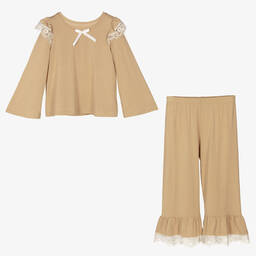 AMIKI Children-Girls Beige Lace Pyjamas | Childrensalon Outlet