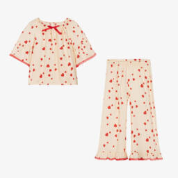 AMIKI Children-Girls Cream Heart Print Pyjamas | Childrensalon Outlet