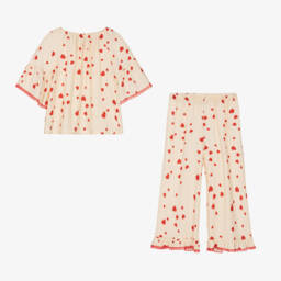 AMIKI Children-Girls Cream Heart Print Pyjamas | Childrensalon Outlet