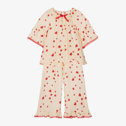 AMIKI Children-Girls Cream Heart Print Pyjamas | Childrensalon Outlet