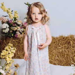 AMIKI Children-Girls Ivory Floral Cotton Nightie | Childrensalon Outlet