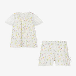 AMIKI Children-Girls Ivory Floral Viscose Pyjamas | Childrensalon Outlet