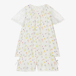 AMIKI Children-Girls Ivory Floral Viscose Pyjamas | Childrensalon Outlet