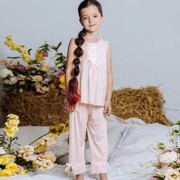 AMIKI Children-Girls Pale Pink Micromodal Pyjamas | Childrensalon Outlet