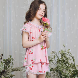 AMIKI Children-Girls Pink Raspberry Print Short Pyjamas | Childrensalon Outlet