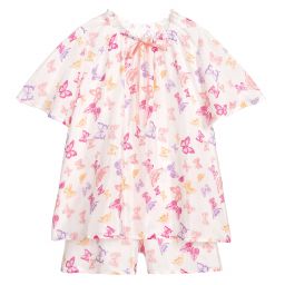 AMIKI Children-Girls Pink Silk Short Pyjamas | Childrensalon Outlet