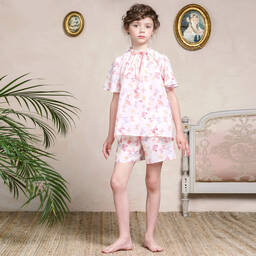 AMIKI Children-Girls Pink Silk Short Pyjamas | Childrensalon Outlet