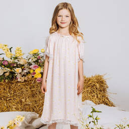 AMIKI Children-Girls Pink Viscose Daisy Nightdress | Childrensalon Outlet