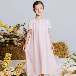 AMIKI Children-Girls Pink Viscose Polka Dot Nightdress | Childrensalon Outlet