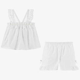 AMIKI Children-Girls White Cotton & Lace Short Pyjamas | Childrensalon Outlet