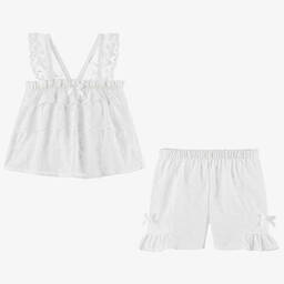 AMIKI Children-Girls White Cotton & Lace Short Pyjamas | Childrensalon Outlet