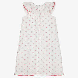 AMIKI Children-Girls White & Red Floral Cotton Nightdress | Childrensalon Outlet