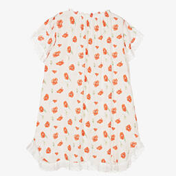 AMIKI Children-Белая ночная рубашка с красными маками | Childrensalon Outlet