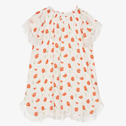 AMIKI Children-Белая ночная рубашка с красными маками | Childrensalon Outlet