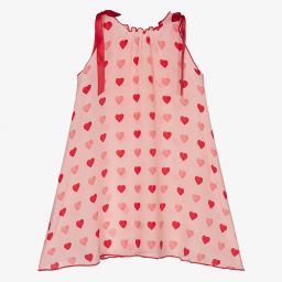 AMIKI Children-Pink Hearts Silk Nightdress | Childrensalon Outlet