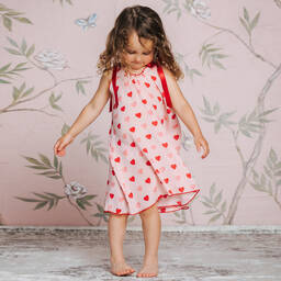 AMIKI Children-Pink Hearts Silk Nightdress | Childrensalon Outlet