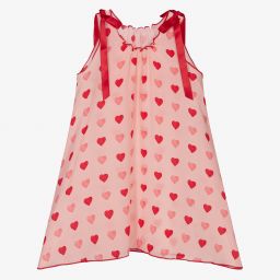 AMIKI Children-Pink Hearts Silk Nightdress | Childrensalon Outlet