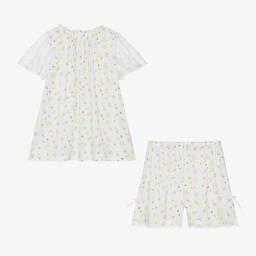 AMIKI Children-Teen Girls Ivory Floral Viscose Pyjamas | Childrensalon Outlet
