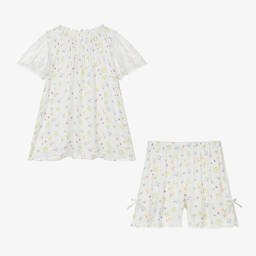 AMIKI Children-Teen Girls Ivory Floral Viscose Pyjamas | Childrensalon Outlet