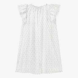 AMIKI Children-Teen Girls White Cotton Plumeti Nightdress | Childrensalon Outlet