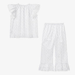 AMIKI Children-Teen Girls White Plumeti Cotton Pyjamas | Childrensalon Outlet