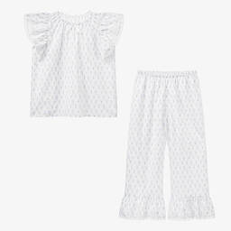 AMIKI Children-Teen Girls White Plumeti Cotton Pyjamas | Childrensalon Outlet