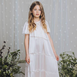 AMIKI Children-Teen Girls White Silk Nightdress | Childrensalon Outlet