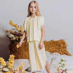 AMIKI Children-Teen Girls Yellow Daisy Viscose Pyjamas | Childrensalon Outlet