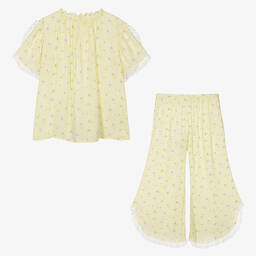 AMIKI Children-Teen Girls Yellow Daisy Viscose Pyjamas | Childrensalon Outlet