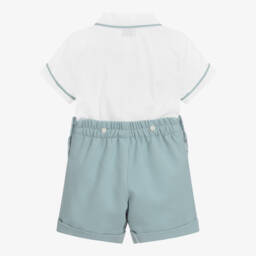 Ancar-Green & White Boy's Cotton Ensemble | Childrensalon Outlet