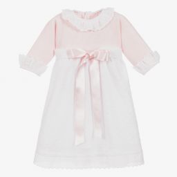 Ancar- Pink & White Cotton Day Gown | Childrensalon Outlet