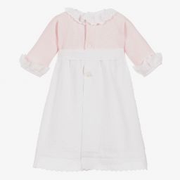 Ancar- Pink & White Cotton Day Gown | Childrensalon Outlet