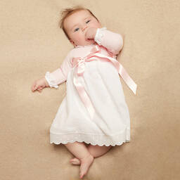 Ancar- Pink & White Cotton Day Gown | Childrensalon Outlet