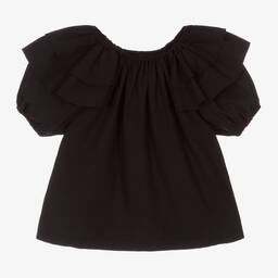 Andorine-Girls Black Cotton Blouse | Childrensalon Outlet