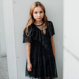 Andorine-Girls Black Tulle Dress | Childrensalon Outlet