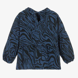 Andorine-Girls Blue Animal Stripe Blouse | Childrensalon Outlet