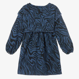 Andorine-Girls Blue Animal Stripe Dress | Childrensalon Outlet