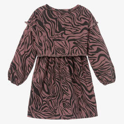 Andorine-Girls Pink Animal Stripe Dress | Childrensalon Outlet