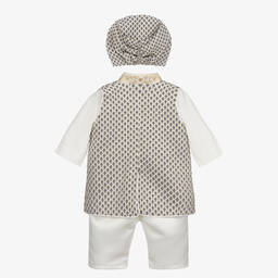 Andreeatex-Кремово-синий костюм из сатина с шортами для мальчиков | Childrensalon Outlet