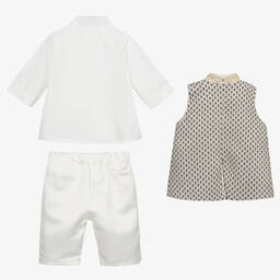 Andreeatex-Кремово-синий костюм из сатина с шортами для мальчиков | Childrensalon Outlet