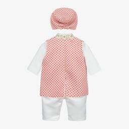 Andreeatex-Красно-кремовый костюм из сатина с шортами для мальчиков | Childrensalon Outlet