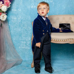 Andreeatex-Boys Royal Blue Tailcoat Ensemble | Childrensalon Outlet