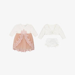 Andreeatex-Girls Elegant Ivory & Pink Ensemble | Childrensalon Outlet