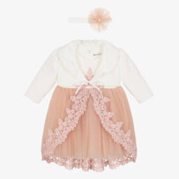 Andreeatex-Girls Elegant Ivory & Pink Ensemble | Childrensalon Outlet