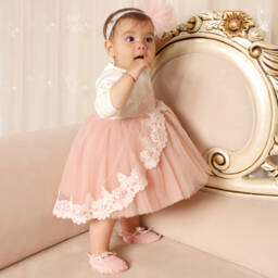 Andreeatex-Girls Elegant Ivory & Pink Ensemble | Childrensalon Outlet